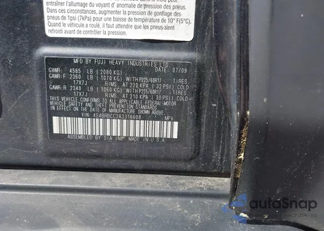 2010 Subaru Outback 2.5I Premium z USA, uszkodzony, nr VIN 4S4BRBCC2A3316608